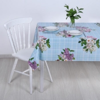 Клеёнка на тканевой основе для стола «Ромашки и сирень», 1,25×25 м