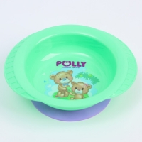 Тарелка детская глубокая на присоске Polly, рисунок МИКС, 350 мл, 19,5х16х5х5